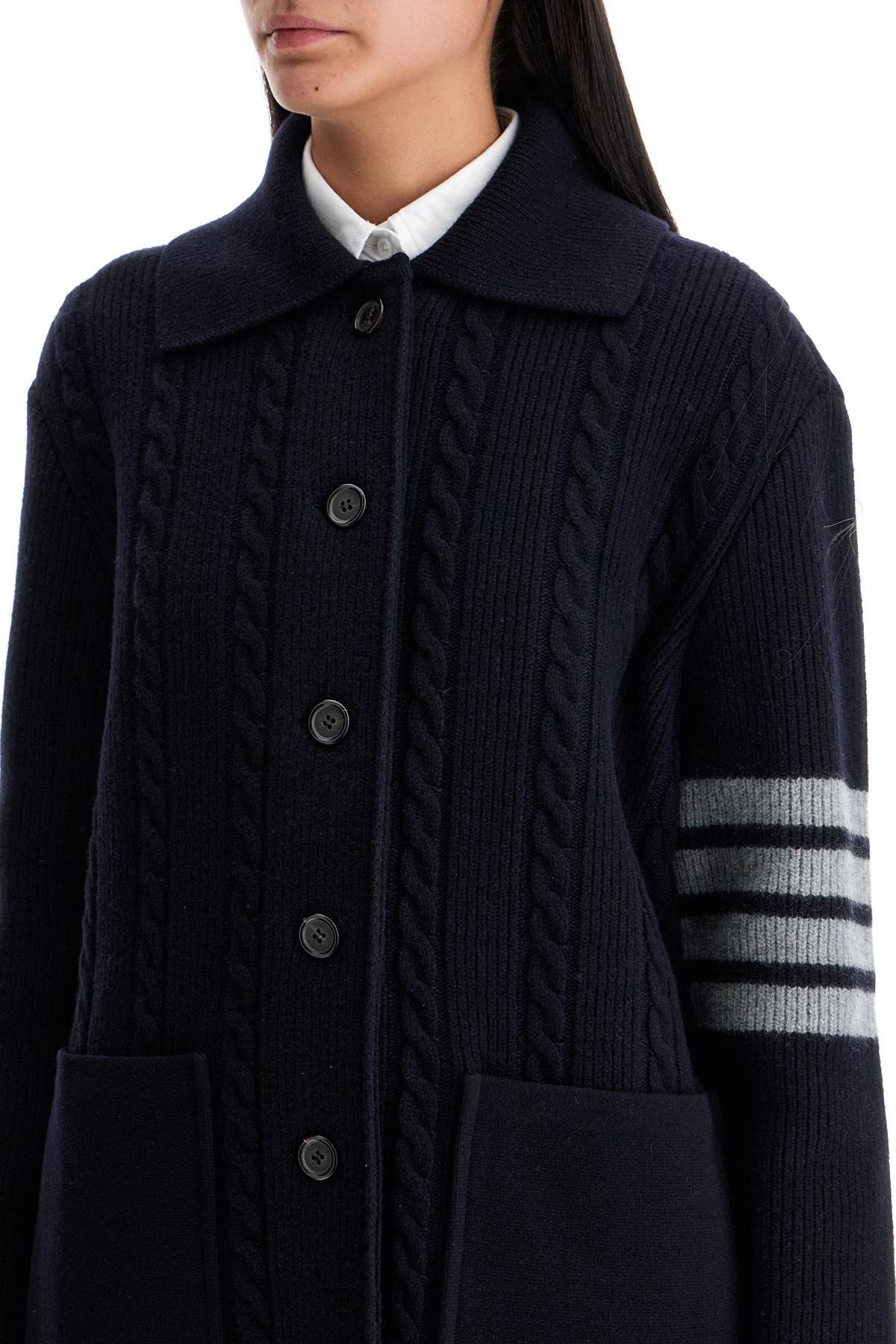 Thom Browne THOM BROWNE '4-Bar Heavy Knit Cardigan Size S / US 4 / IT 40 - 4 Thumbnail