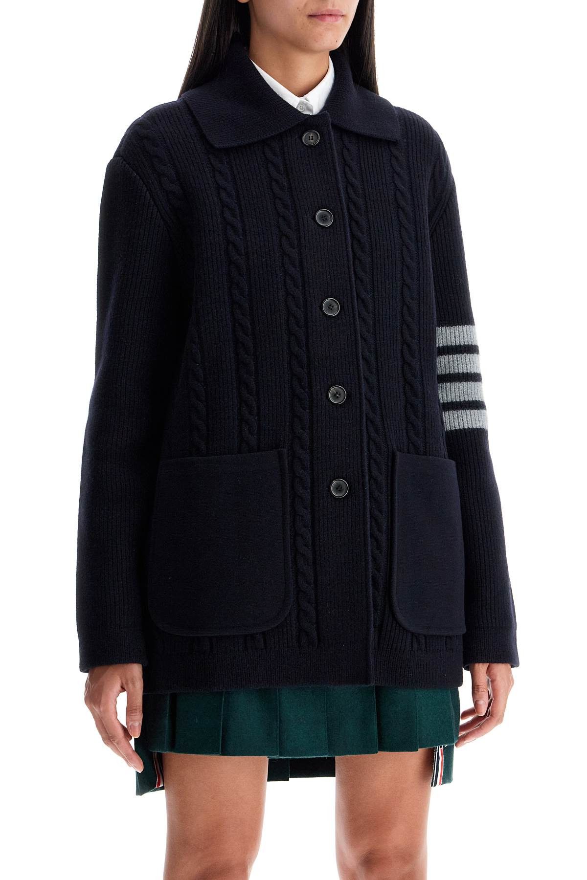 Thom Browne THOM BROWNE '4-Bar Heavy Knit Cardigan Size S / US 4 / IT 40 - 2 Thumbnail