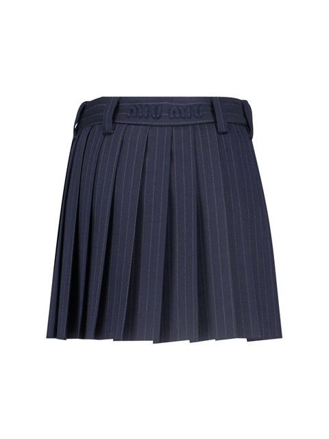 Miu Miu PLEATED PINSTRIPED MINI SKIRT Size 26" / US 2 / IT 38 - 2 Thumbnail