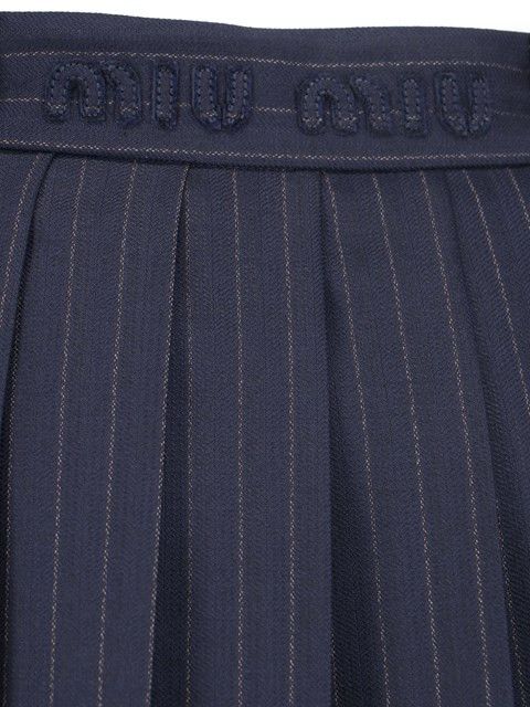 Miu Miu PLEATED PINSTRIPED MINI SKIRT Size 27" / US 4 / IT 40 - 4 Thumbnail