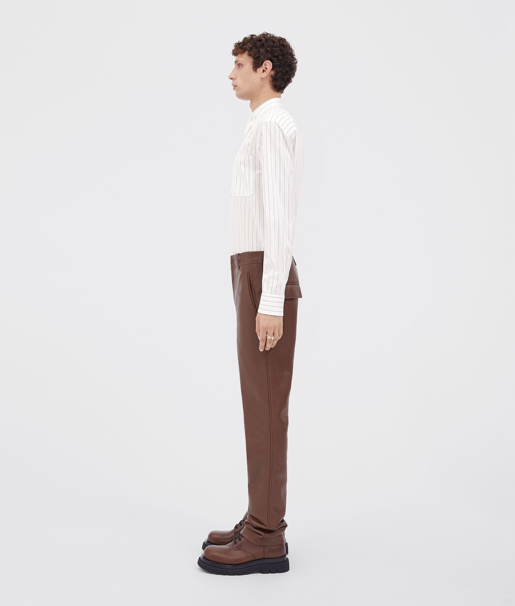 Bottega Veneta Slim Leg Bonded Leather Trousers Size US 30 / EU 46 - 2 Thumbnail