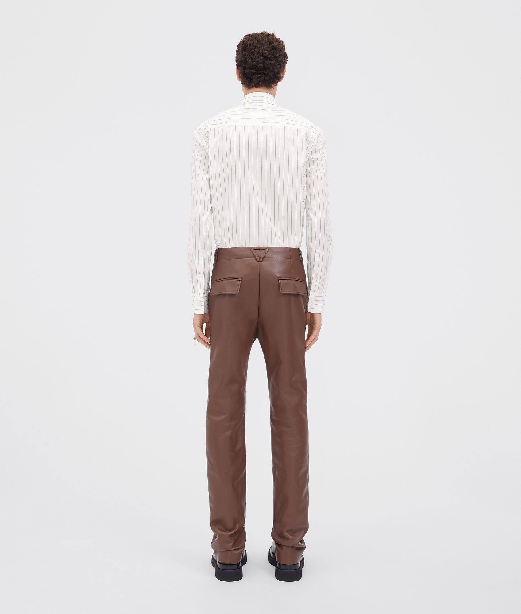 Bottega Veneta Slim Leg Bonded Leather Trousers Size US 30 / EU 46 - 3 Thumbnail