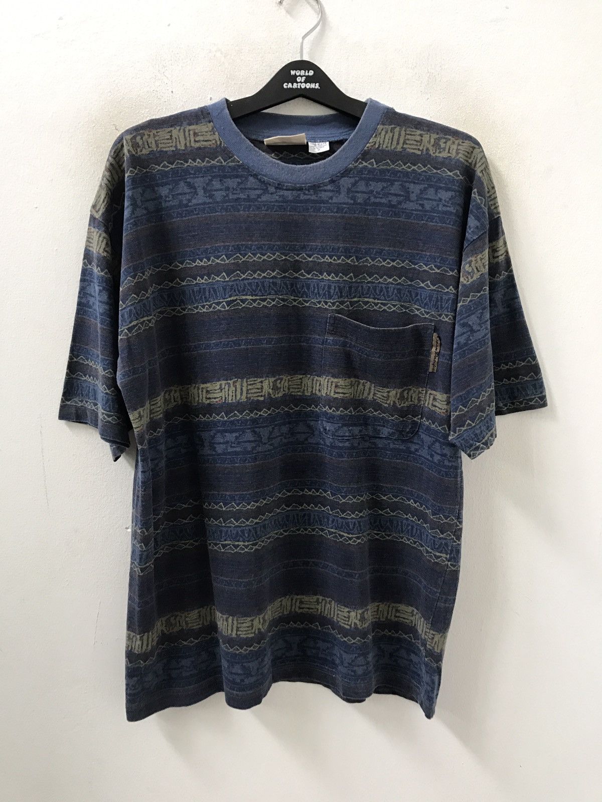 Vintage 90s Ocean Pacific Native Tribal Border Striped Baggy t shirt Size US M / EU 48-50 / 2 - 1 Thumbnail