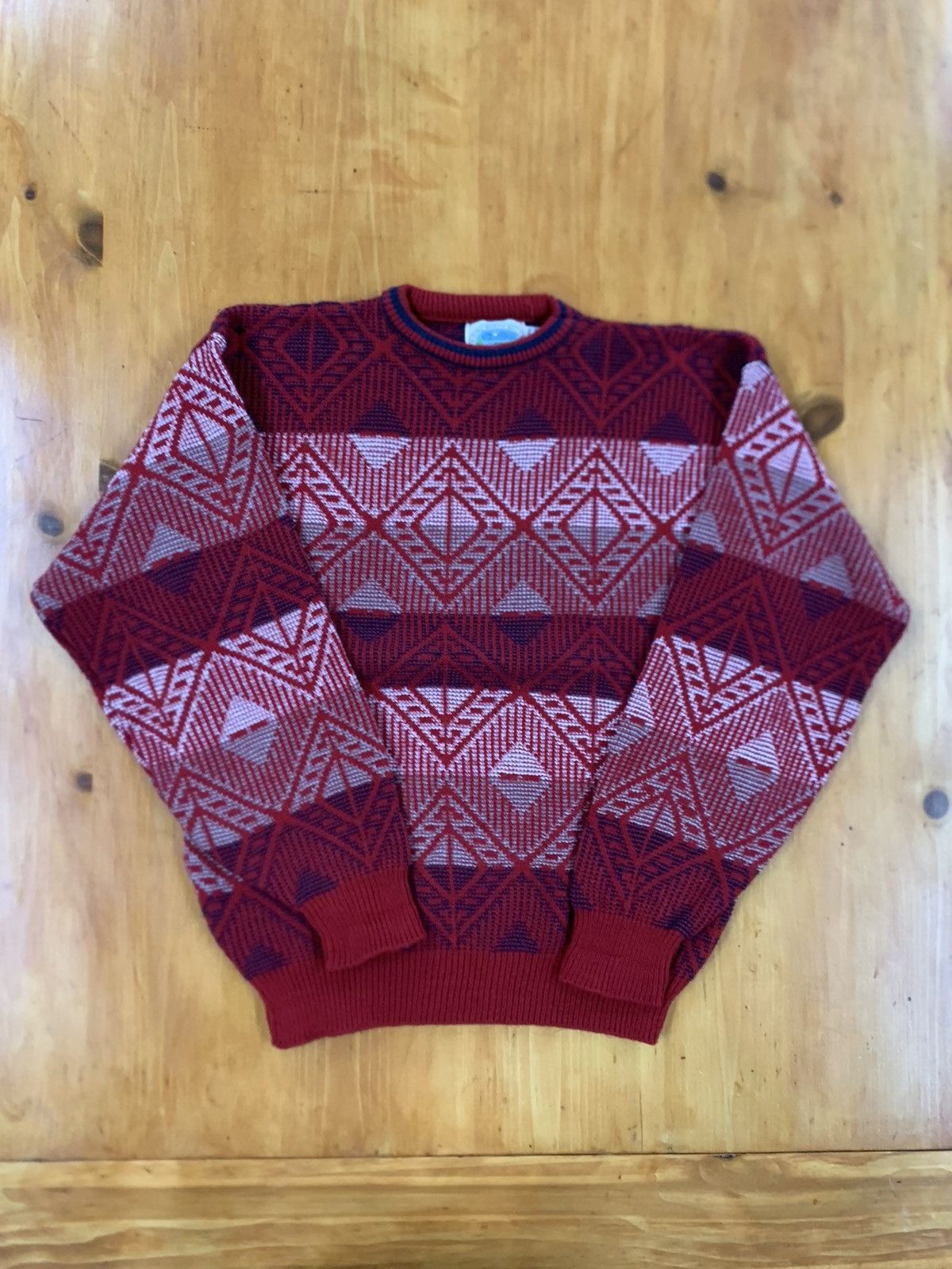Vintage Vintage Diamond Band Knit Sweater Size US L / EU 52-54 / 3 - 2 Thumbnail