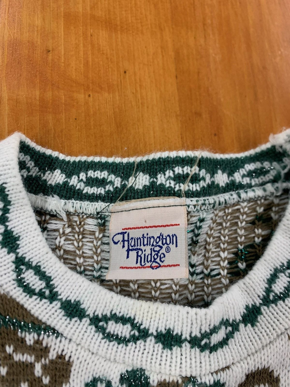 Vintage Vintage Green Rose Shimmer Knit Sweater Size US S / EU 44-46 / 1 - 3 Thumbnail