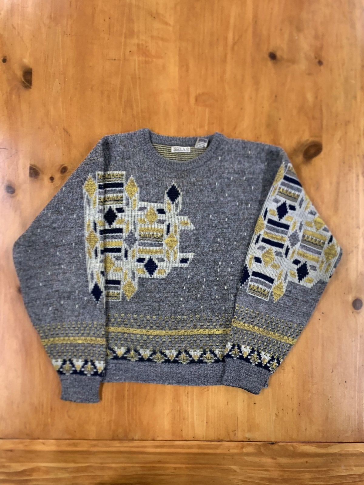 Vintage Vintage Diamond Grid Knit Sweater Size US S / EU 44-46 / 1 - 2 Thumbnail