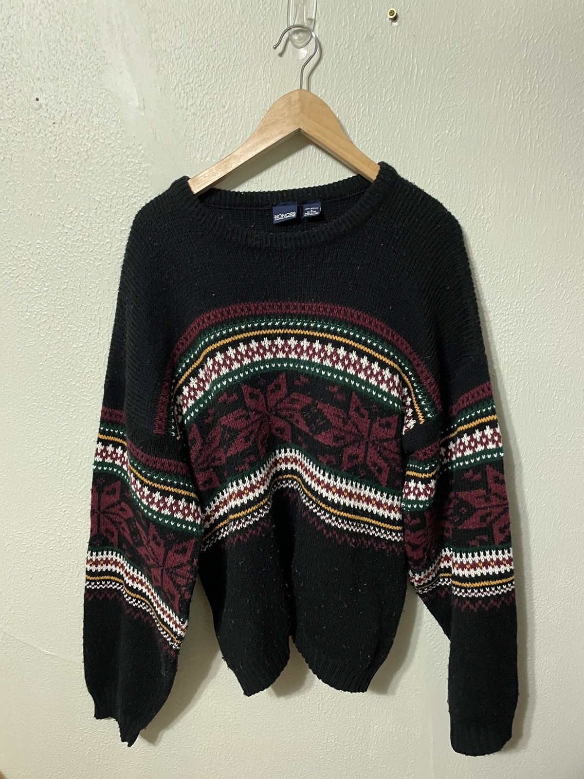 Vintage Vintage Maroon Snowflake Band Knit Sweater Size US L / EU 52-54 / 3 - 5 Thumbnail