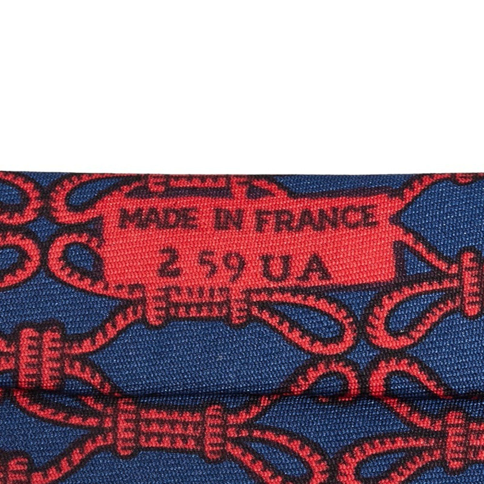 Hermes Hermes Rope Motif Necktie Navy Red Silk Men's HERMES Size ONE SIZE - 3 Thumbnail