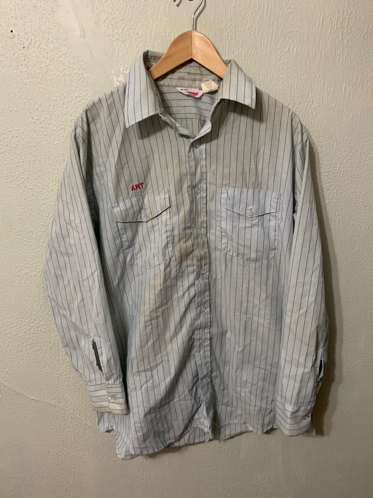 Vintage Vintage Unitog Striped Work Shirt Size US XL / EU 56 / 4 - 4 Thumbnail
