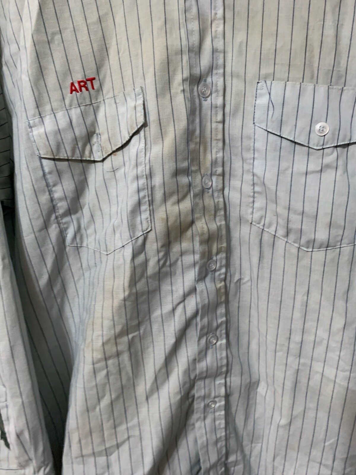 Vintage Vintage Unitog Striped Work Shirt Size US XL / EU 56 / 4 - 2 Thumbnail