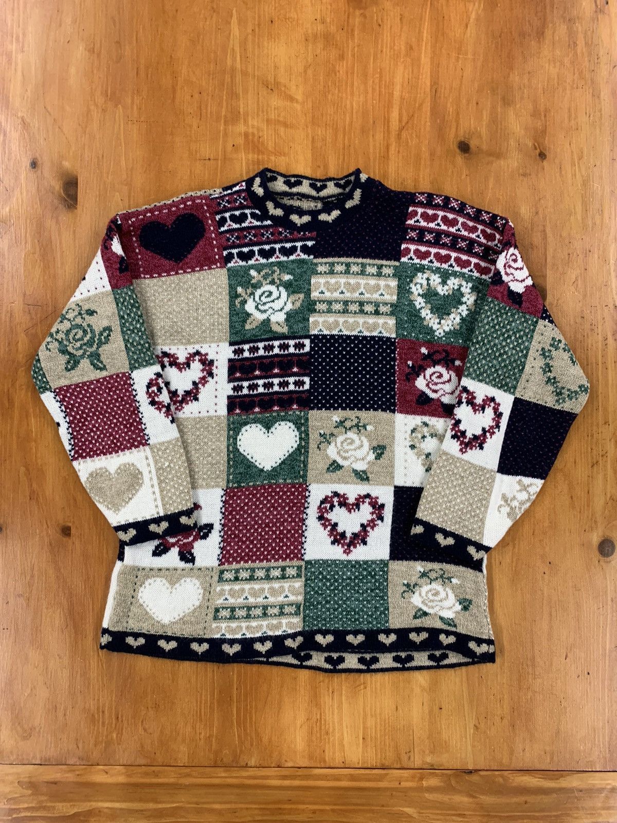 Vintage Vintage Heart Panel Knit Sweater Size US M / EU 48-50 / 2 - 4 Thumbnail