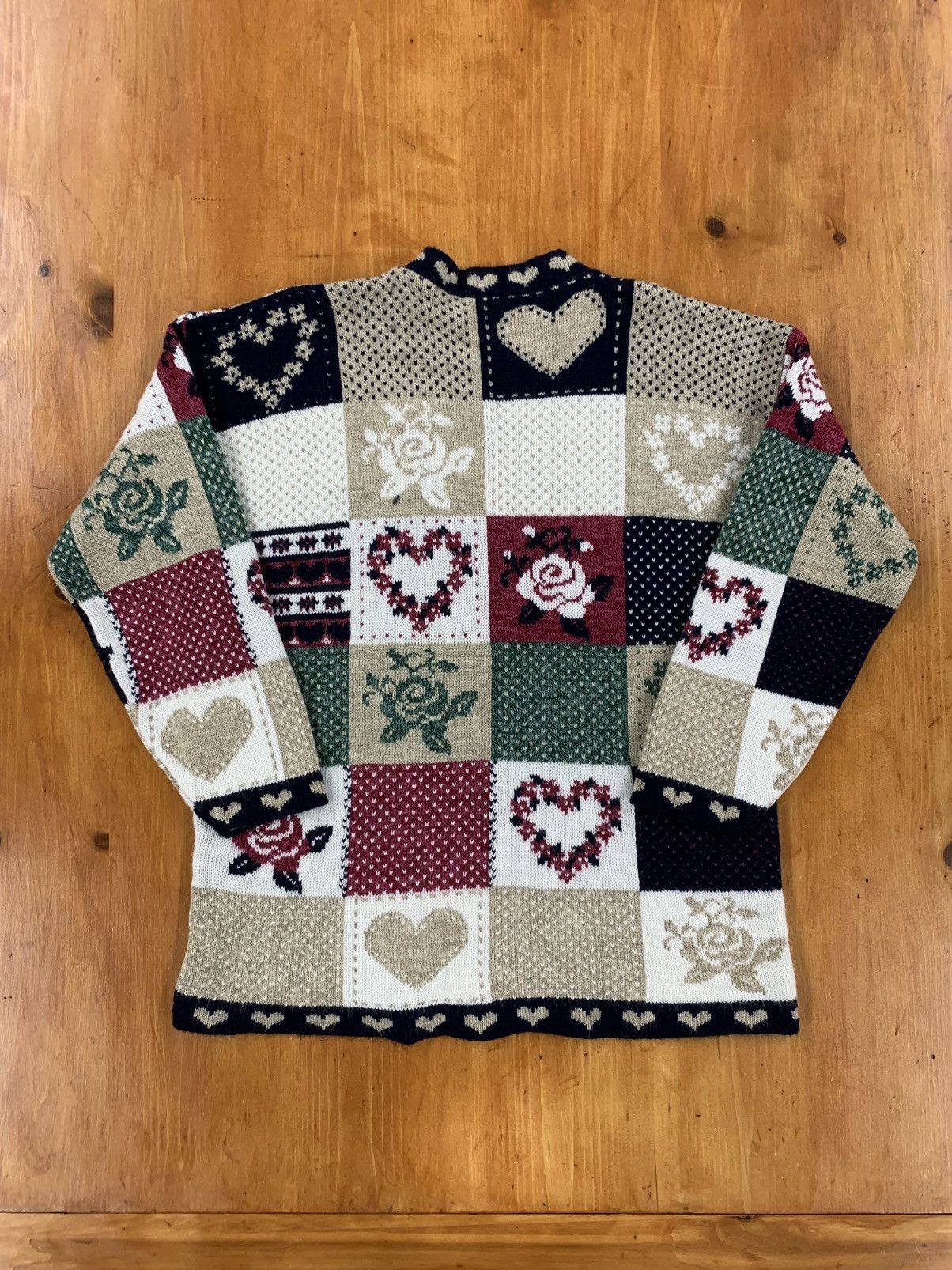 Vintage Vintage Heart Panel Knit Sweater Size US M / EU 48-50 / 2 - 2 Thumbnail