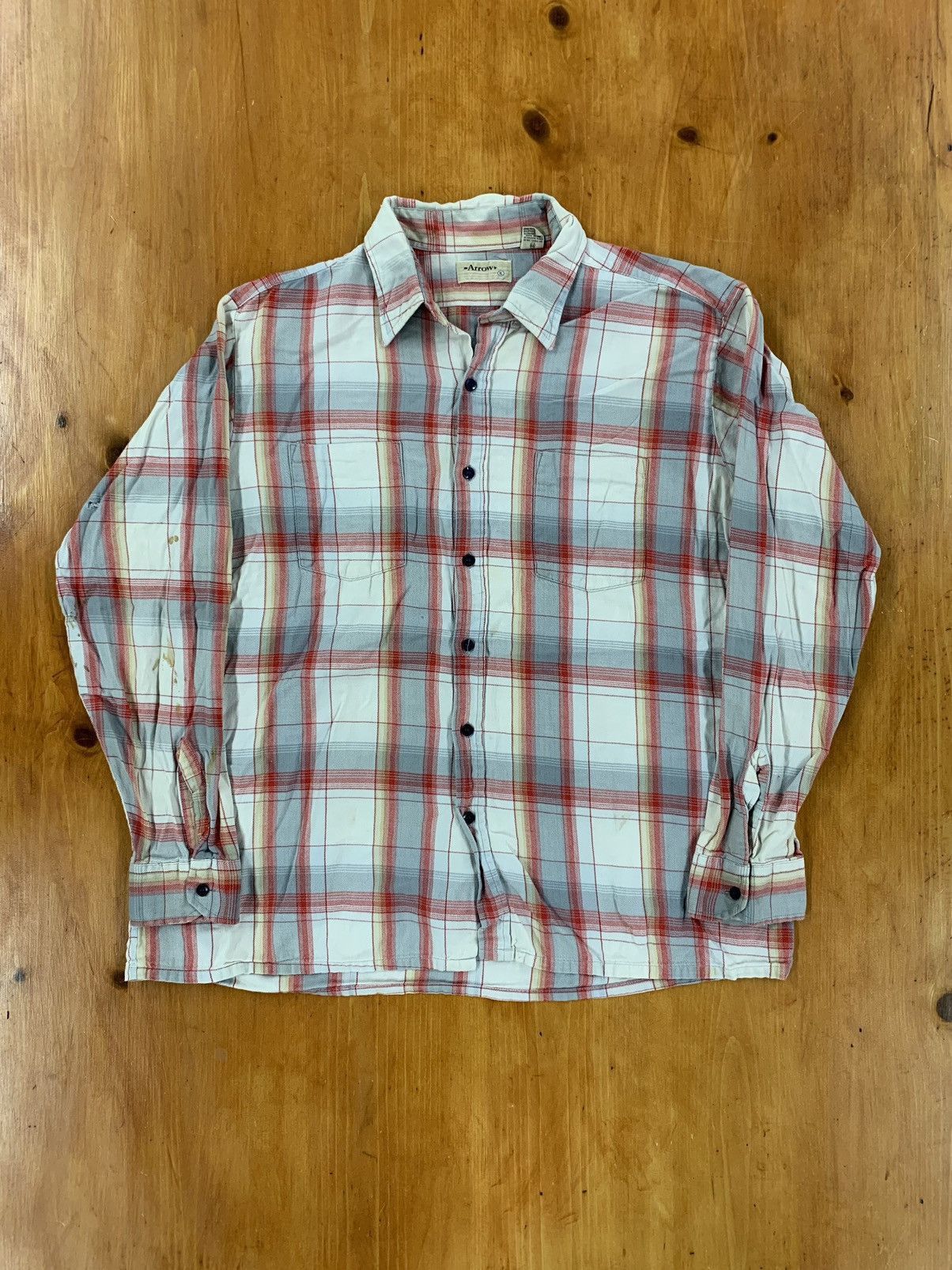 Vintage Vintage 1970s Arrow Check Plaid Shirt Size US XL / EU 56 / 4 - 3 Thumbnail