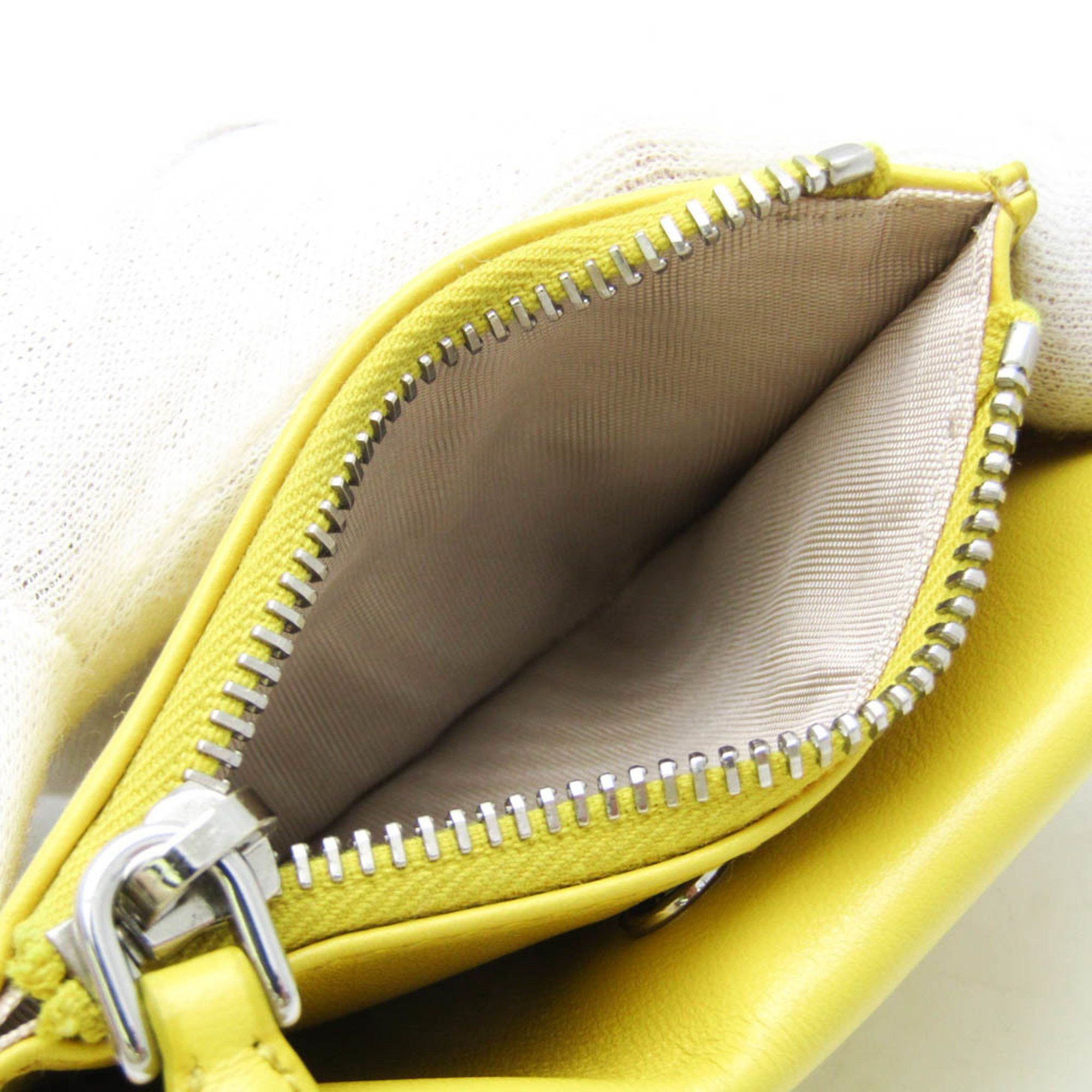 Prada Prada Grace Triangle Compact Wallet Women's Leather Wallet (bi-fold) Yellow Size ONE SIZE - 4 Thumbnail