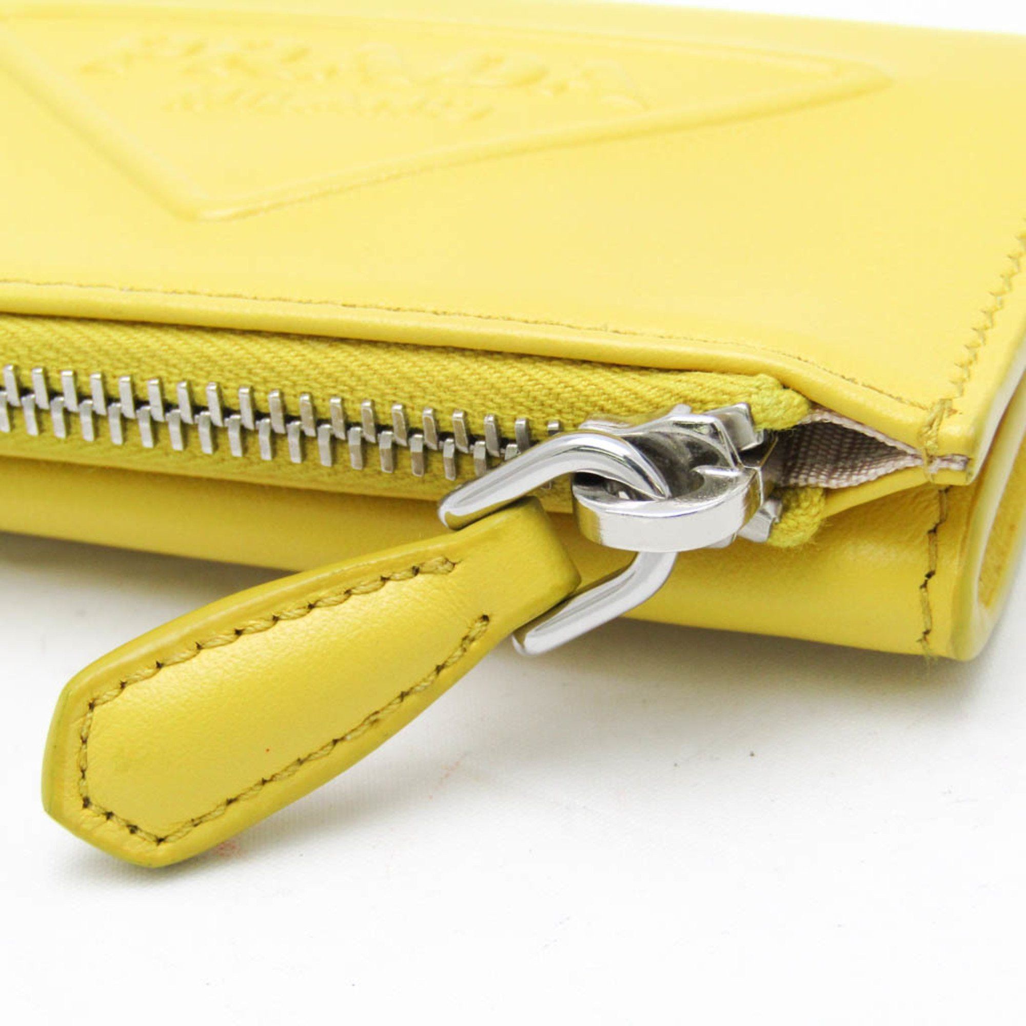 Prada Prada Grace Triangle Compact Wallet Women's Leather Wallet (bi-fold) Yellow Size ONE SIZE - 6 Thumbnail