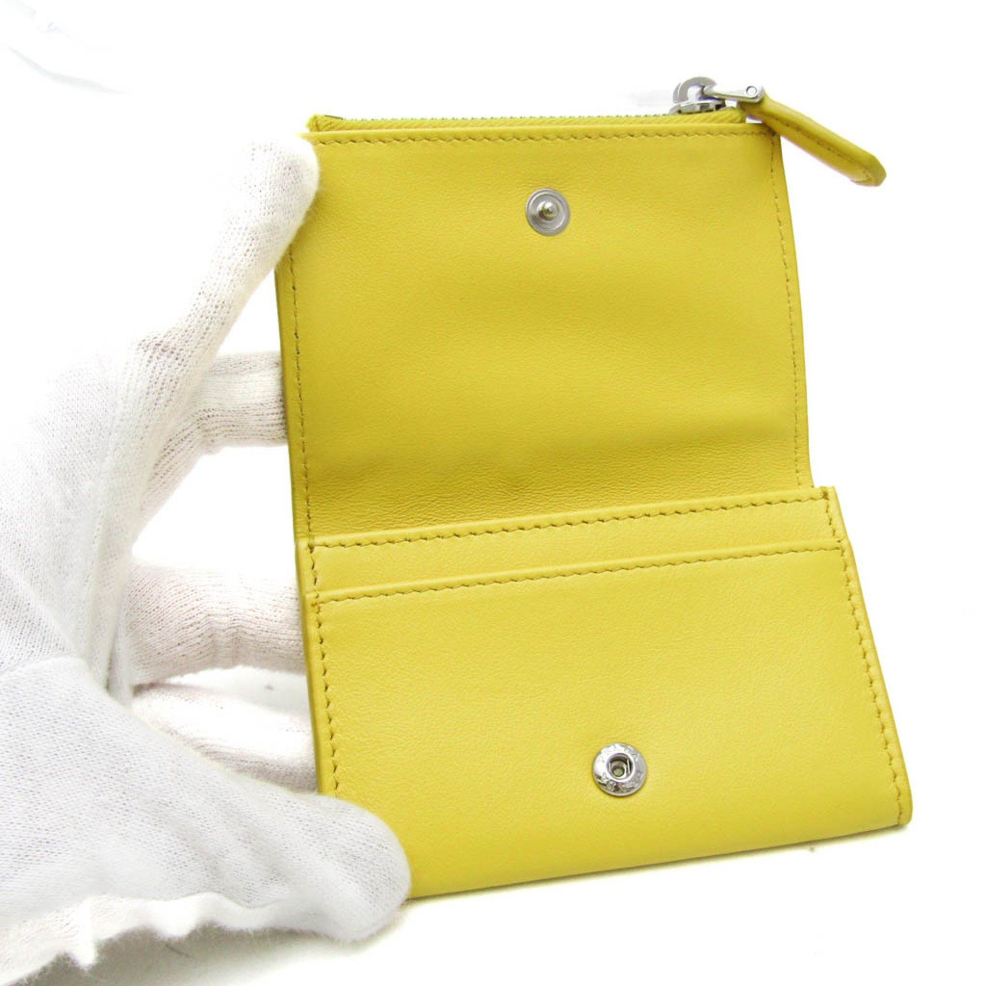 Prada Prada Grace Triangle Compact Wallet Women's Leather Wallet (bi-fold) Yellow Size ONE SIZE - 3 Thumbnail