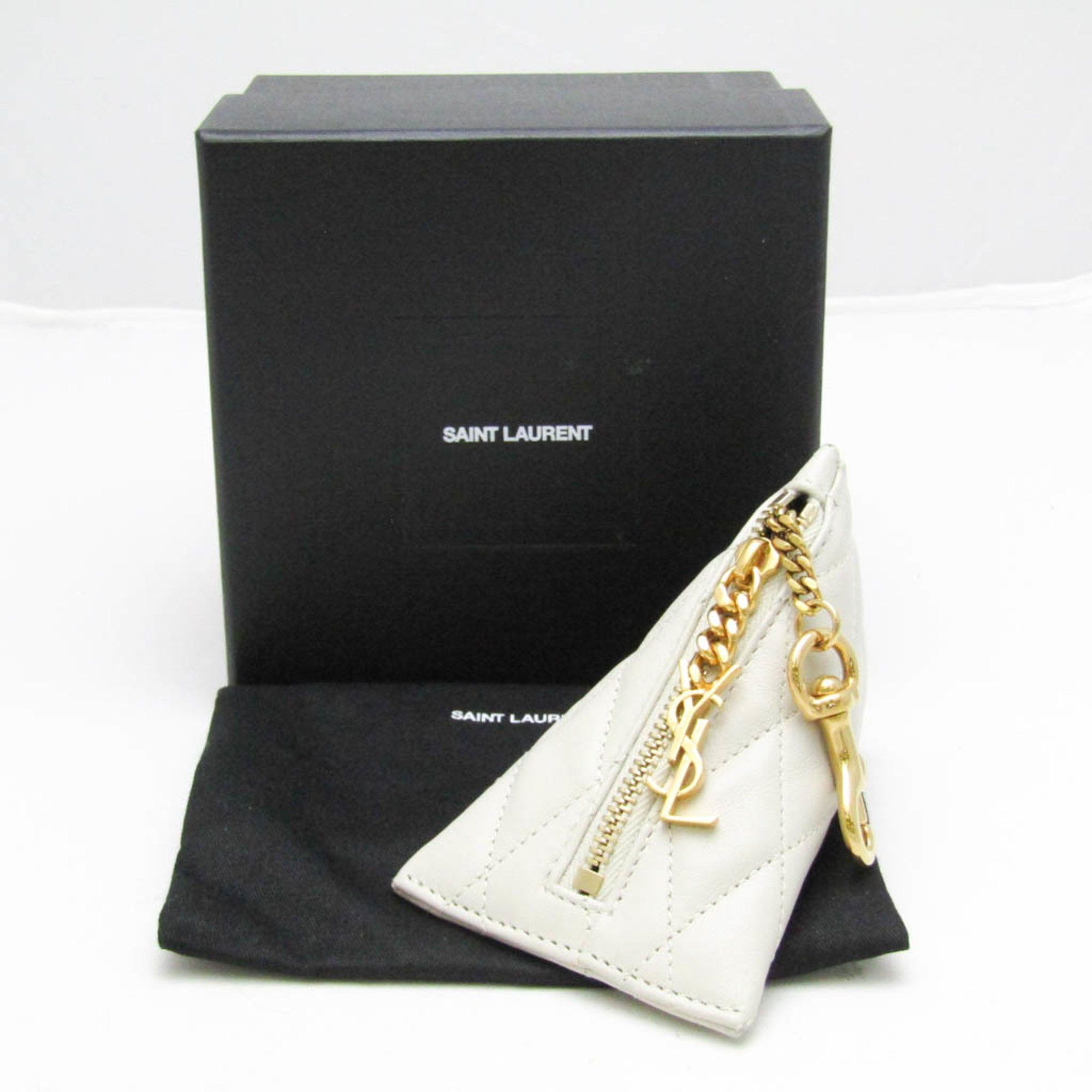 Saint Laurent Paris Saint Laurent Quilting 669925 Women's Leather Coin Purse/coin Case Off-white Size ONE SIZE - 11 Thumbnail