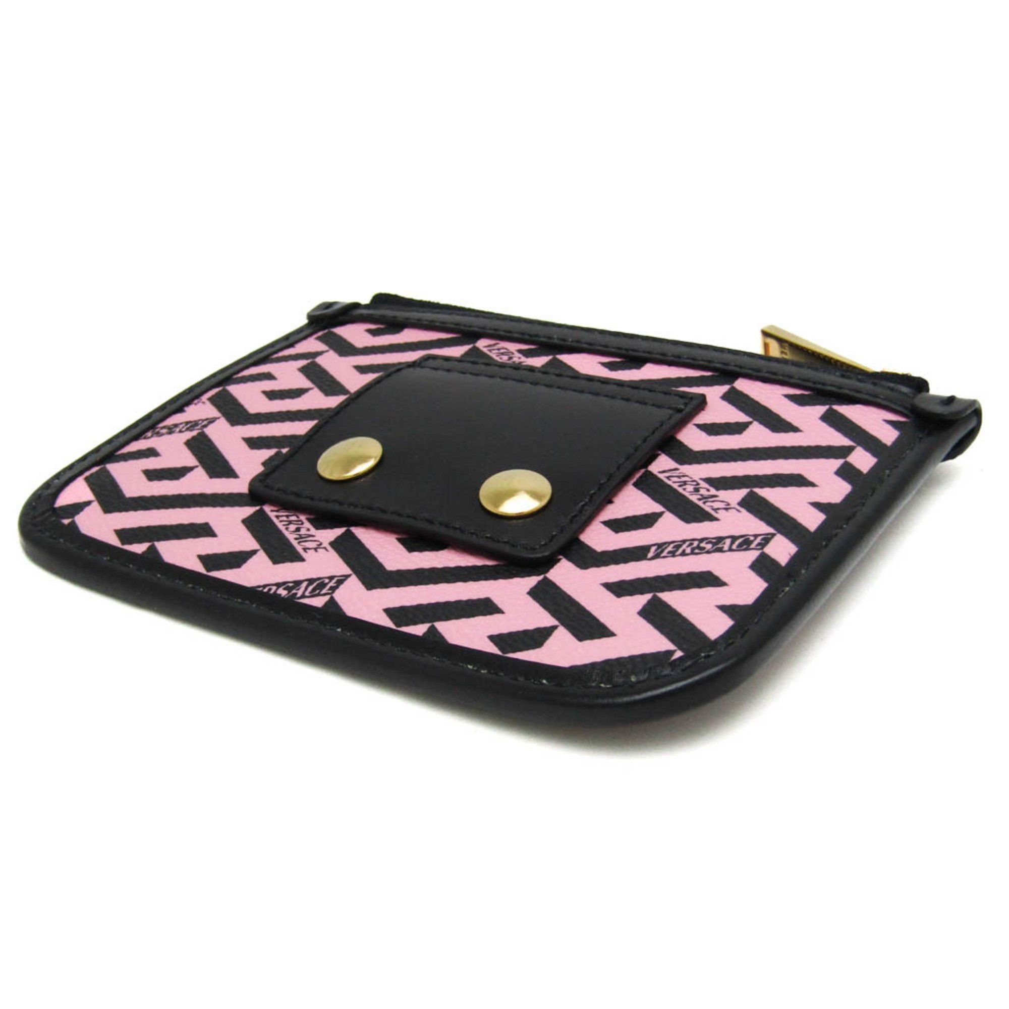 Versace Versace La Greca Women's Leather,PVC Pouch Black,Pink Size ONE SIZE - 2 Thumbnail