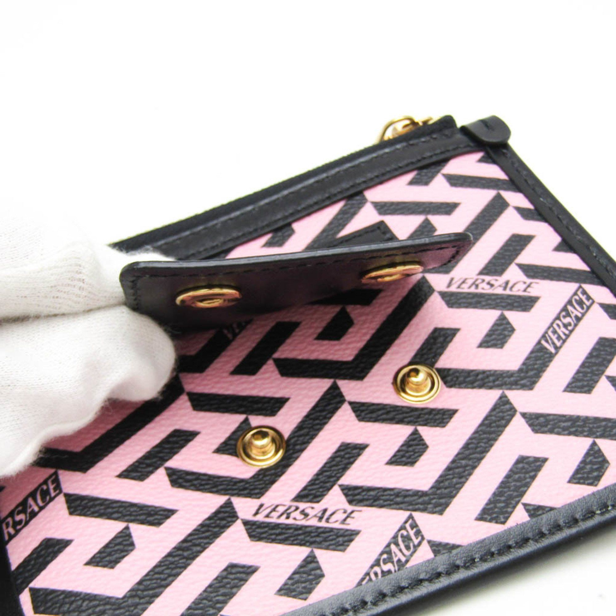 Versace Versace La Greca Women's Leather,PVC Pouch Black,Pink Size ONE SIZE - 7 Thumbnail