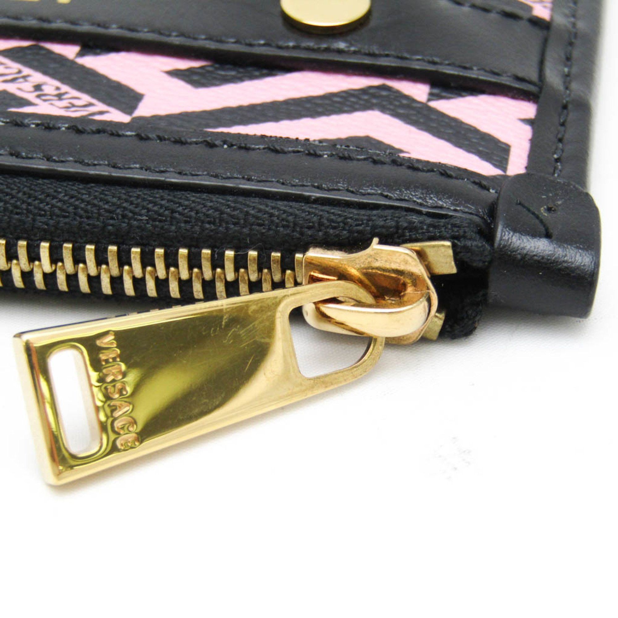 Versace Versace La Greca Women's Leather,PVC Pouch Black,Pink Size ONE SIZE - 6 Thumbnail