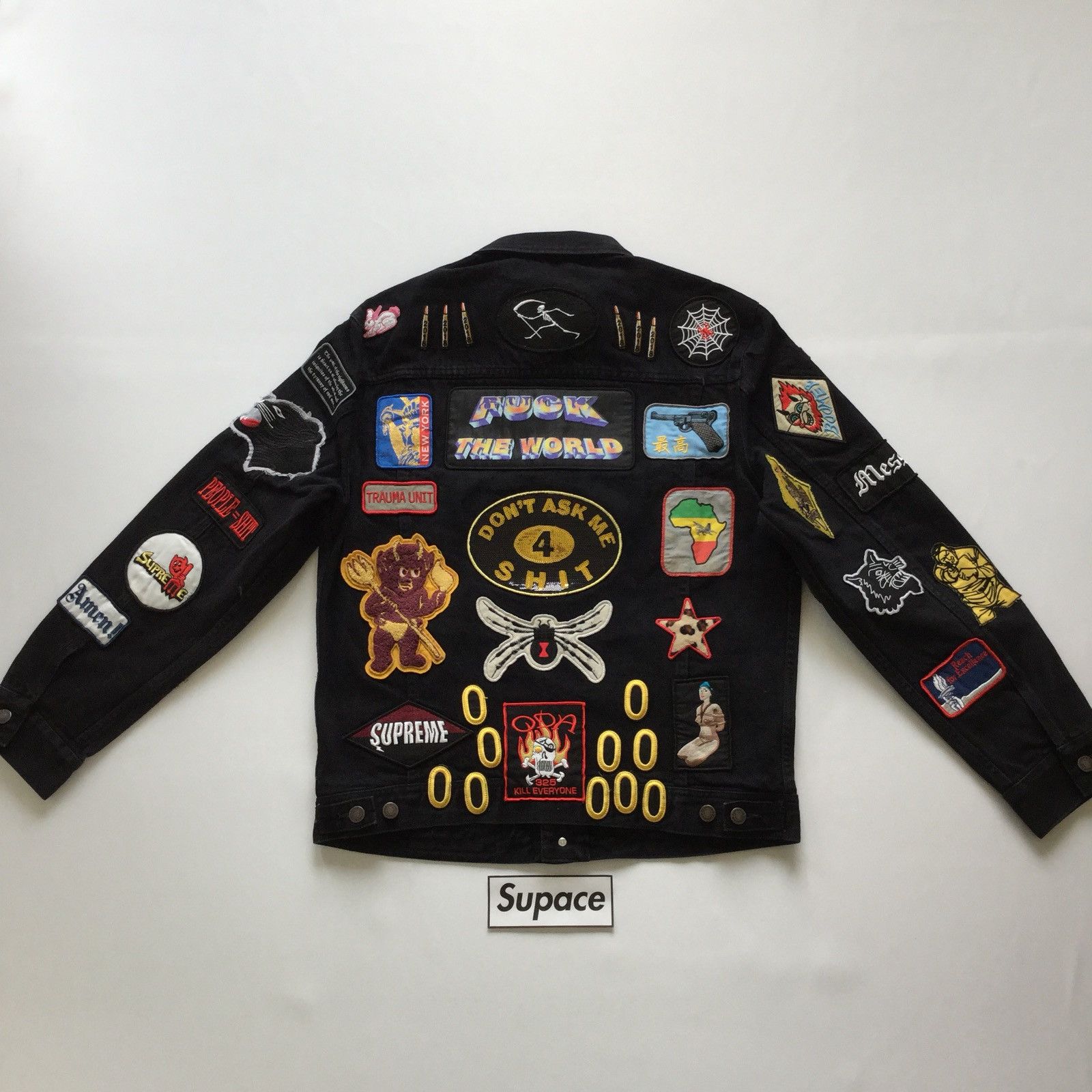 Zip Hoodie Patchwork Supreme Hoodie Supreme Patches Denim Trucker