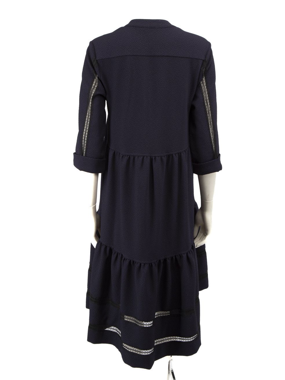 ME+EM Navy Ruffle Trimmed Midi Dress Size S / US 4 / IT 40 - 3 Thumbnail