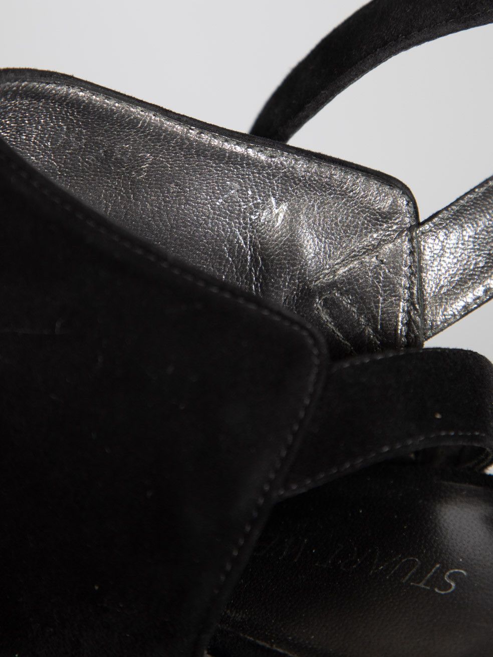 Stuart Weitzman Black Suede Strap Heels Size US 7.5 / IT 37.5 - 6 Thumbnail