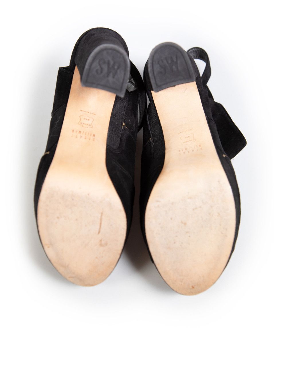 Stuart Weitzman Black Suede Strap Heels Size US 7.5 / IT 37.5 - 4 Thumbnail