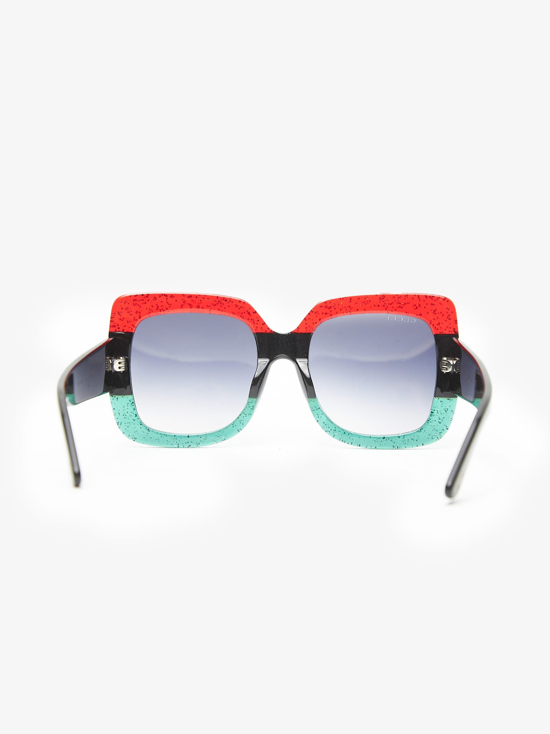 Gucci Square-frame Red and Green Sunglasses with Glitter Size ONE SIZE - 3 Thumbnail
