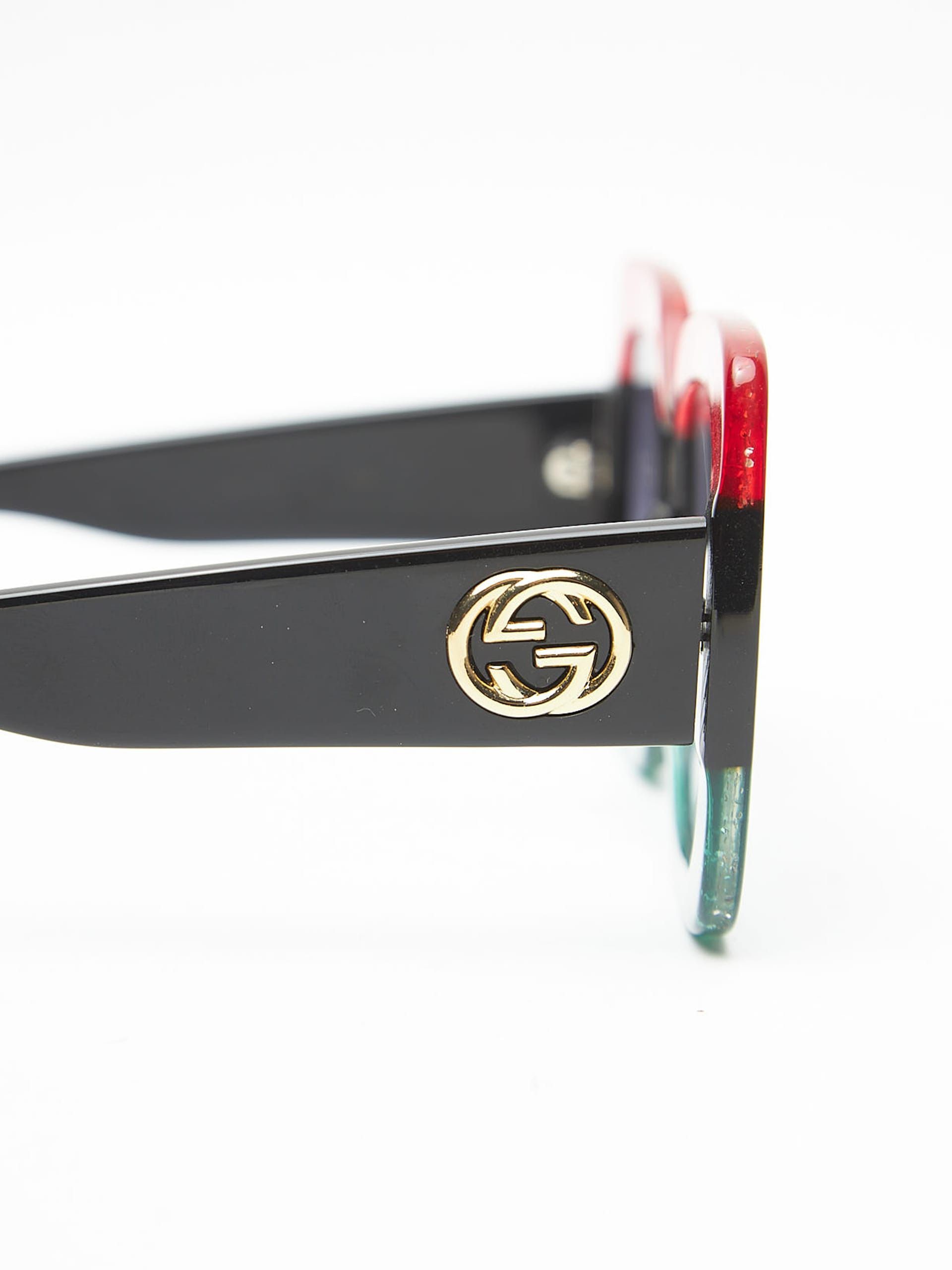 Gucci Square-frame Red and Green Sunglasses with Glitter Size ONE SIZE - 7 Thumbnail