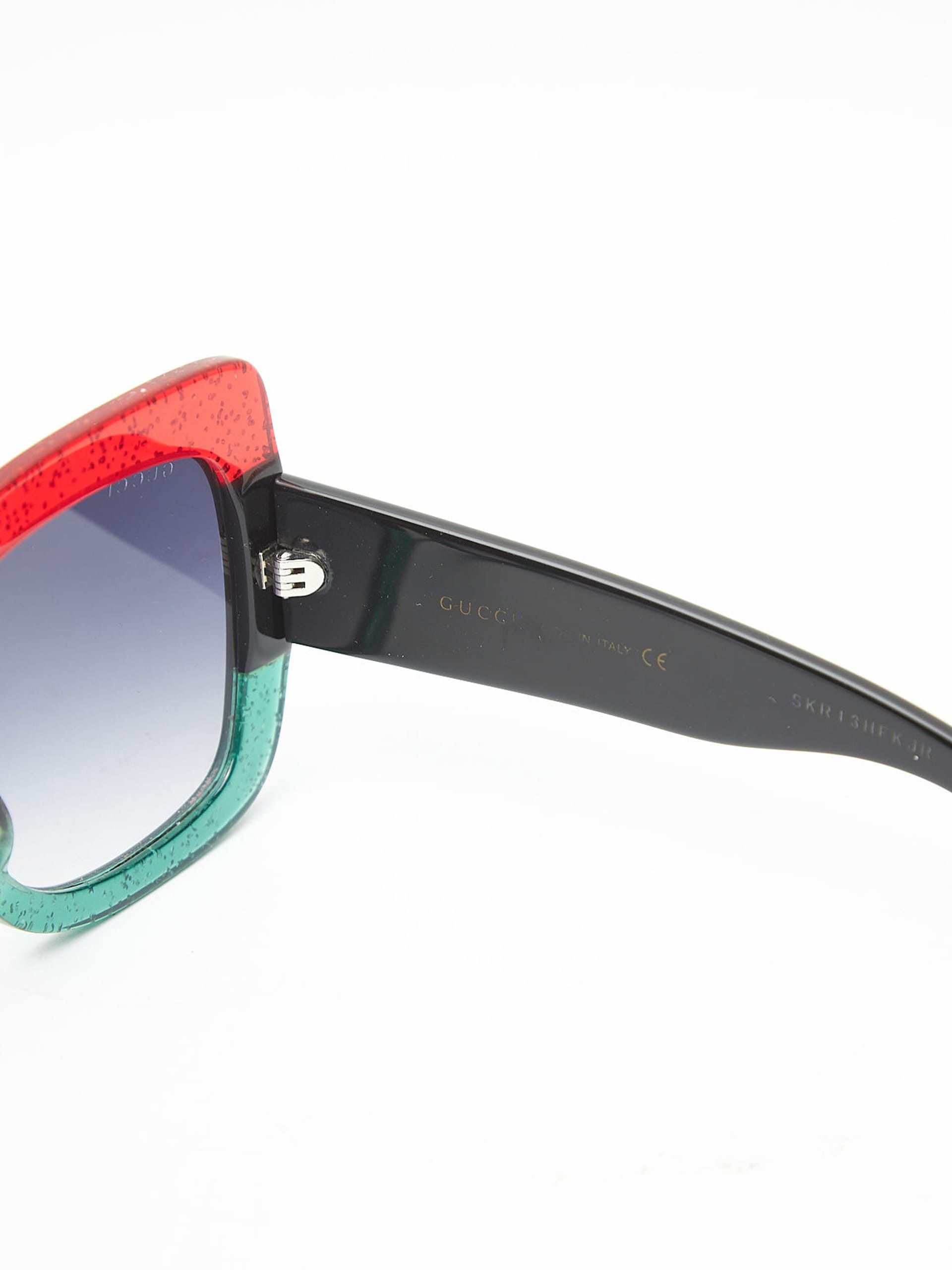 Gucci Square-frame Red and Green Sunglasses with Glitter Size ONE SIZE - 4 Thumbnail