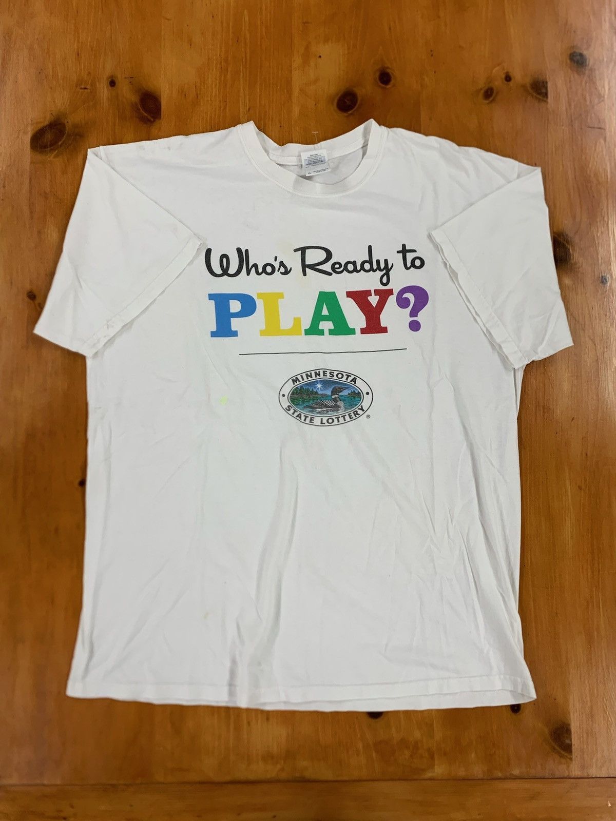 Vintage Vintage Who’s Ready To Play White Tee Size US XL / EU 56 / 4 - 4 Thumbnail