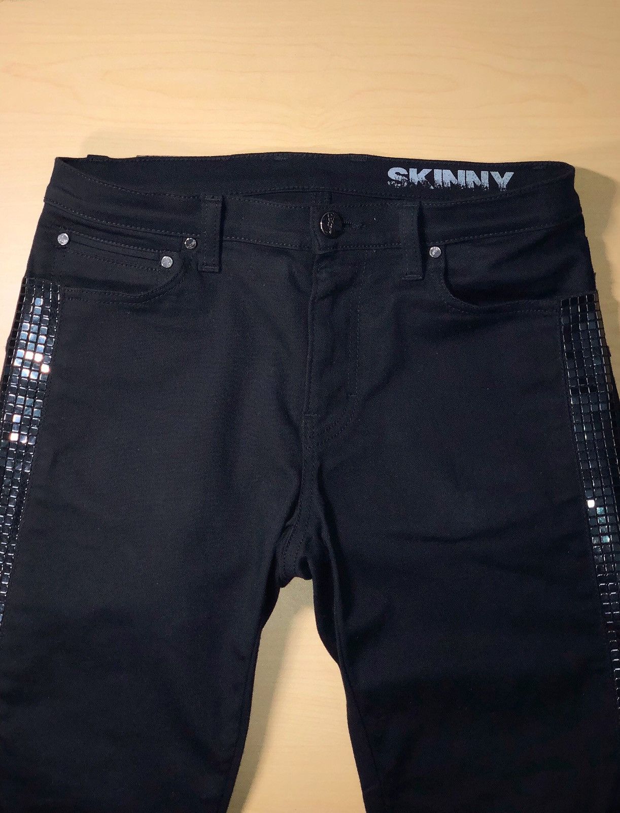 Versace Versace Collection Black Sequin Side Stripe Jean Size US 28 / EU 44 - 2 Thumbnail