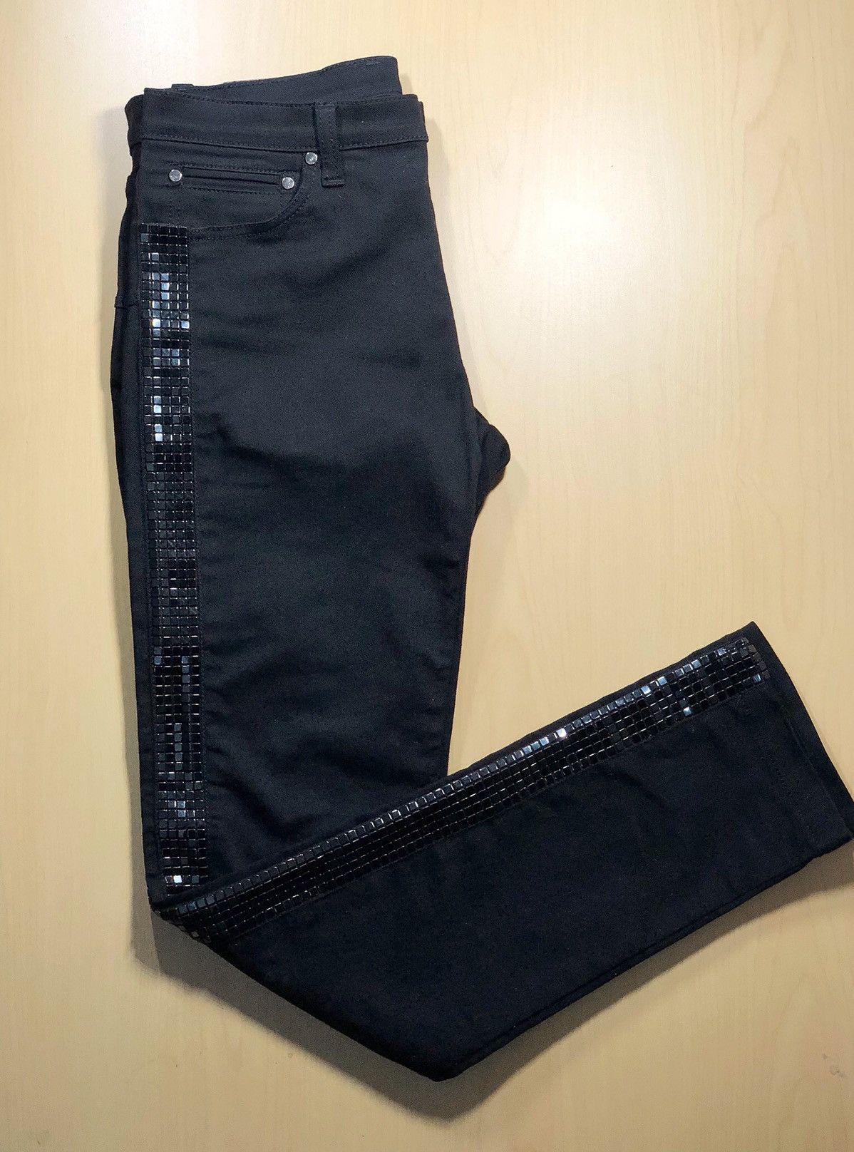 Versace Versace Collection Black Sequin Side Stripe Jean Size US 28 / EU 44 - 1 Thumbnail