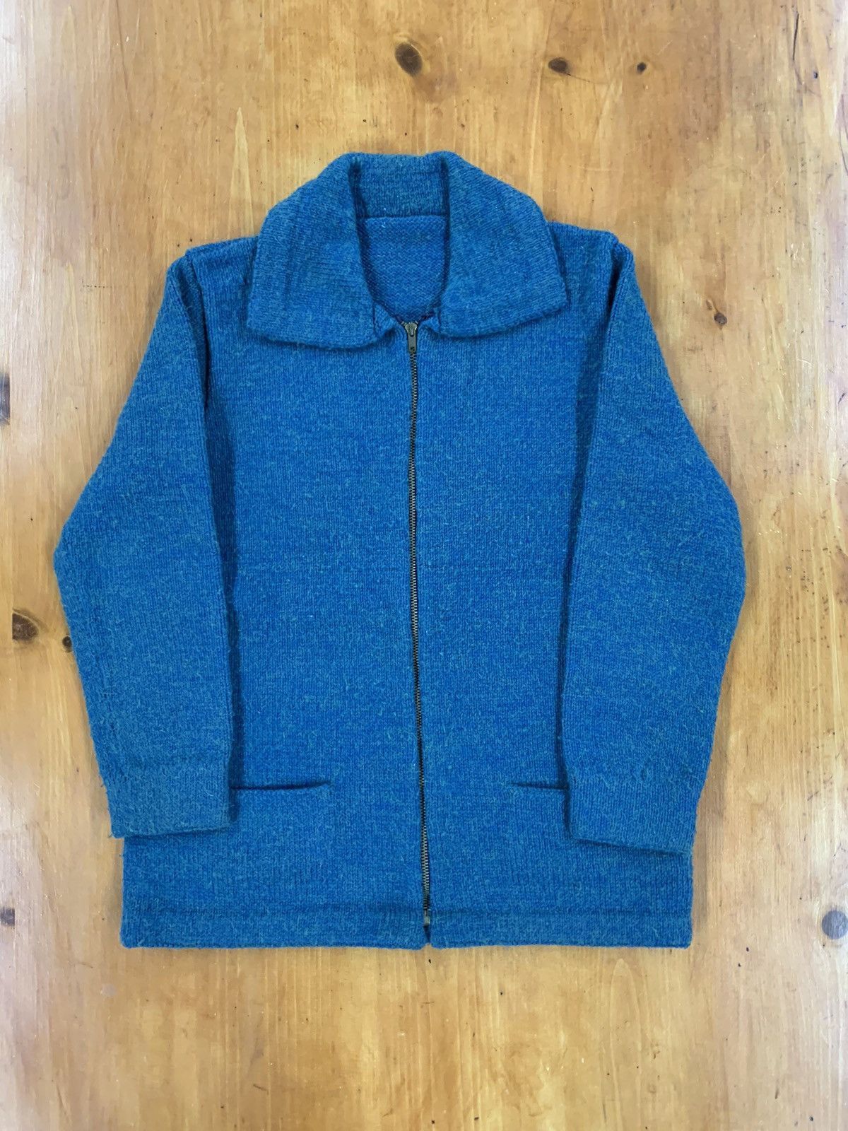 Vintage Vintage 1970s Green Blue Zip Knit Cardigan Size US M / EU 48-50 / 2 - 1 Thumbnail