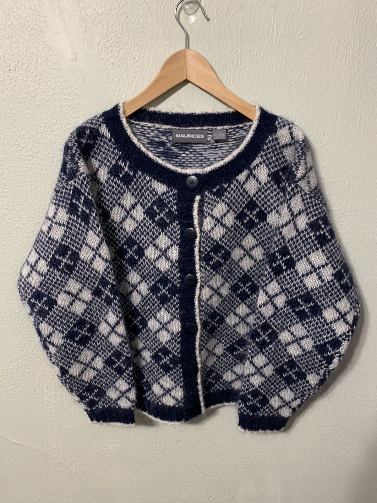 Vintage Vintage Mohair Nordic Check Knit Cardigan Size US S / EU 44-46 / 1 - 1 Thumbnail