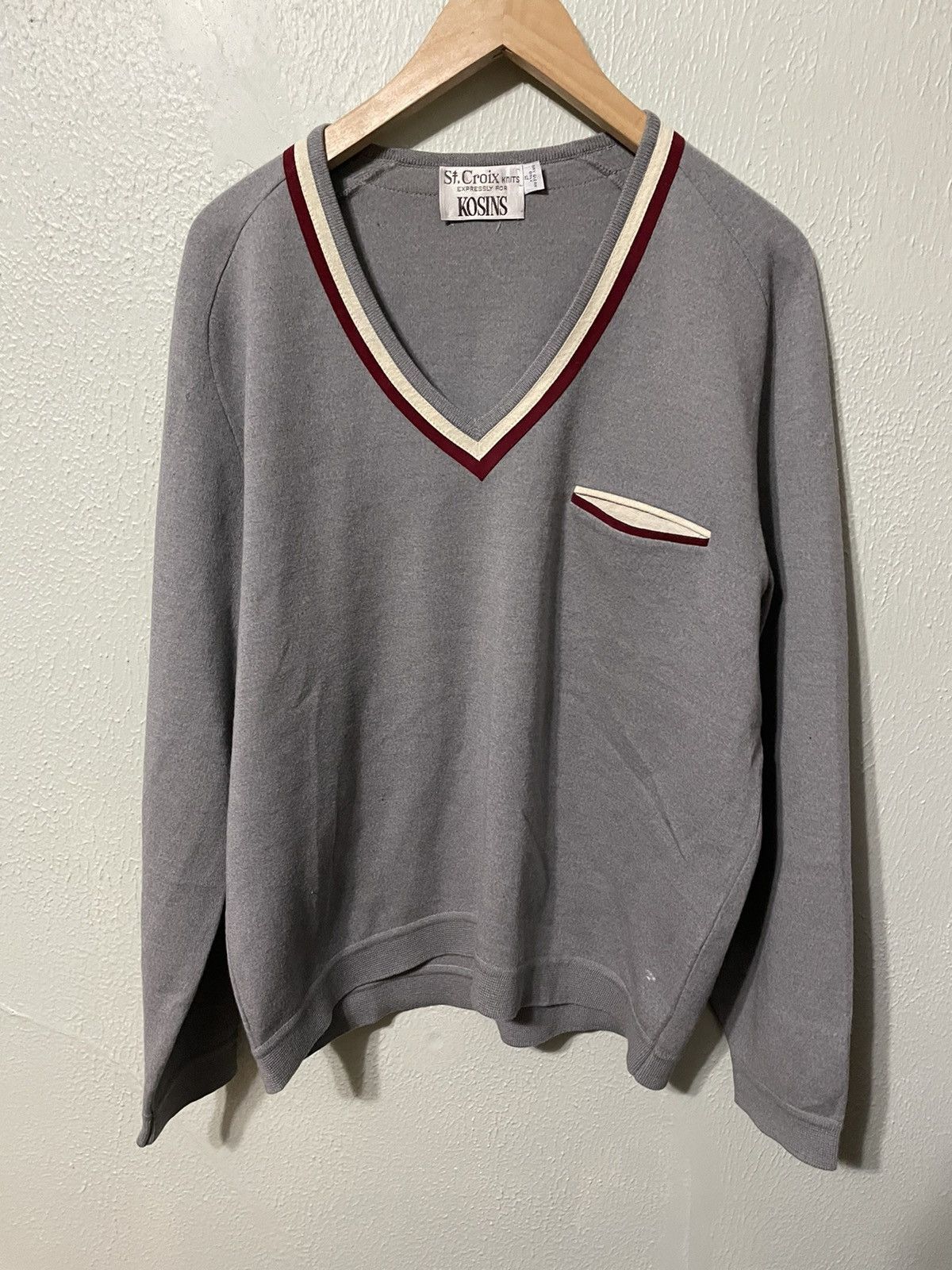 Vintage Vintage Red Trim Knit Sweater Size US XL / EU 56 / 4 - 1 Thumbnail