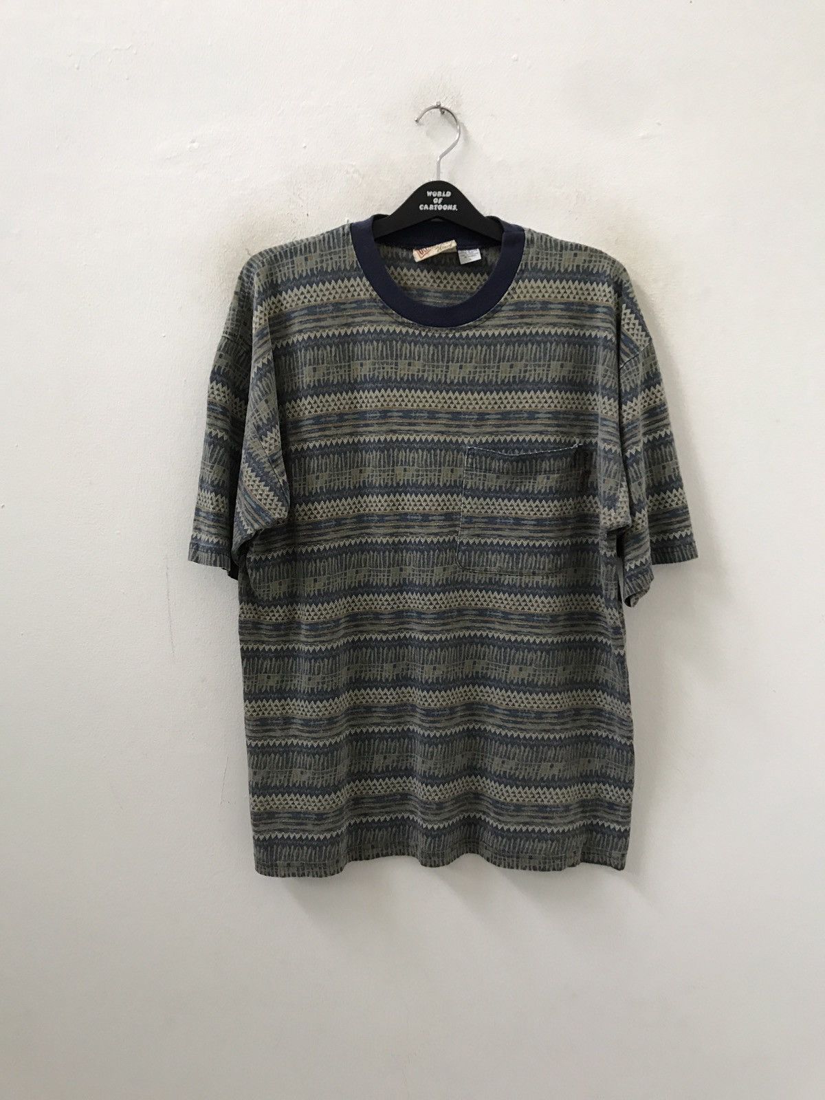 Vintage 90s Ocean Pacific Oversize Native Tribal Stripe Pocket tees Size US L / EU 52-54 / 3 - 2 Thumbnail