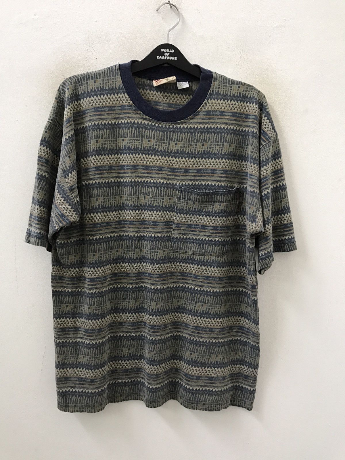 Vintage 90s Ocean Pacific Oversize Native Tribal Stripe Pocket tees Size US L / EU 52-54 / 3 - 1 Thumbnail