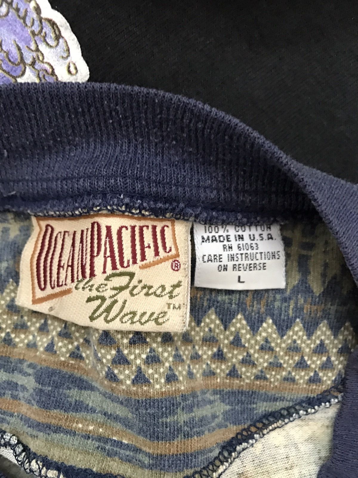 Vintage 90s Ocean Pacific Oversize Native Tribal Stripe Pocket tees Size US L / EU 52-54 / 3 - 6 Thumbnail