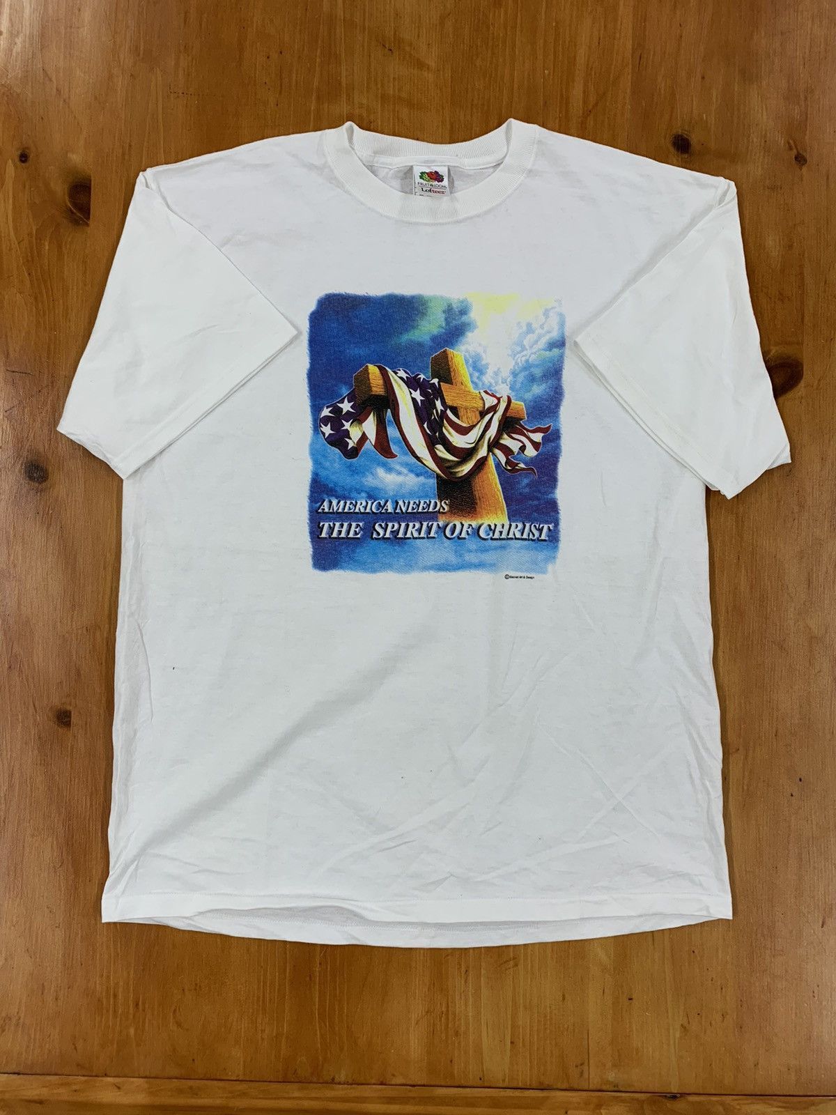 Vintage Vintage America Needs the Spirit of Christ Tee Size US XL / EU 56 / 4 - 1 Thumbnail