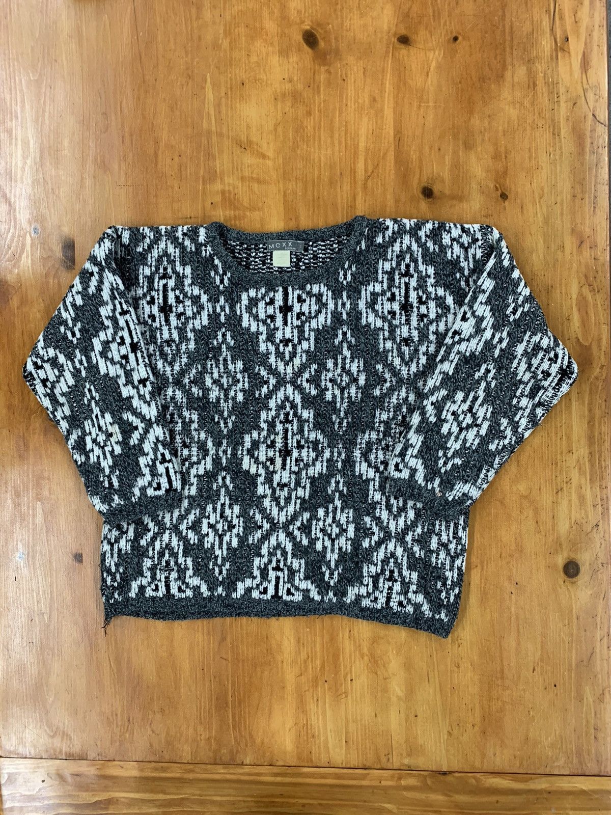 Vintage Vintage Static Diamond Shaggy Knit Sweater Size US M / EU 48-50 / 2 - 1 Thumbnail