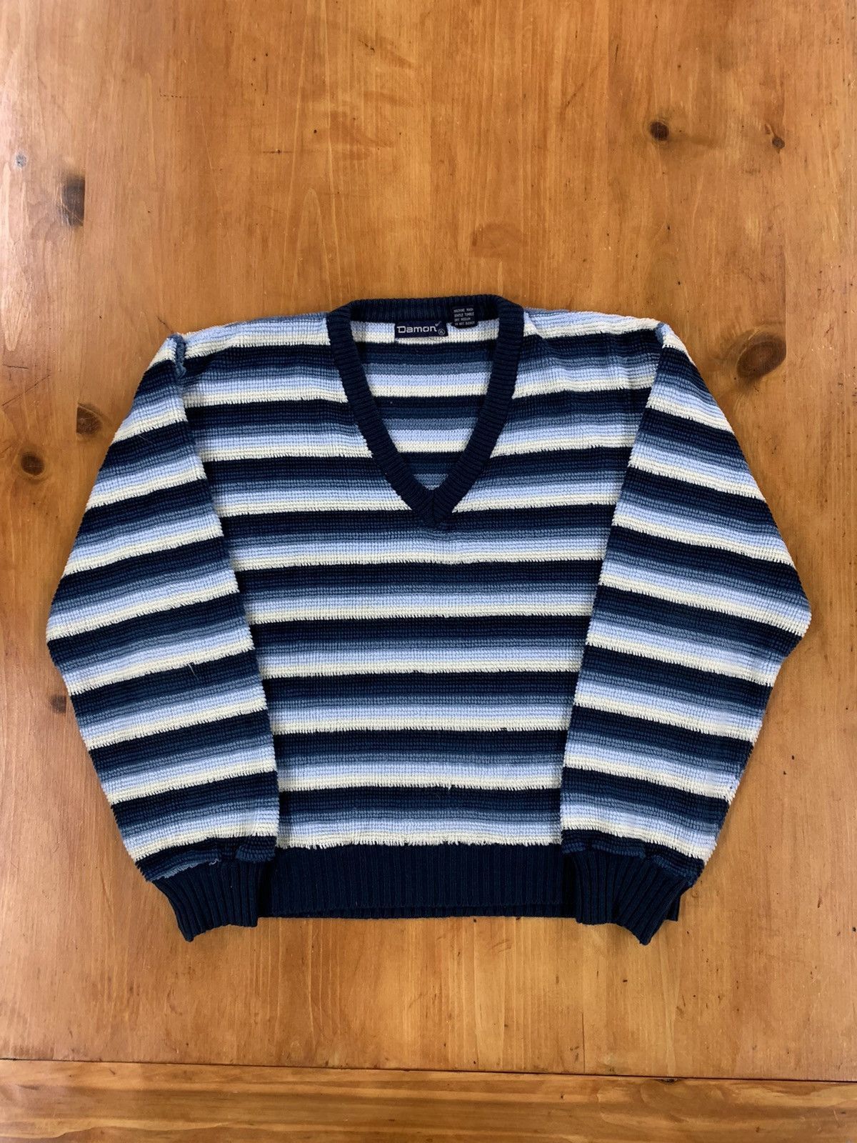 Vintage Vintage Tonal Flood Checker Band Knit Sweater Size US XL / EU 56 / 4 - 4 Thumbnail