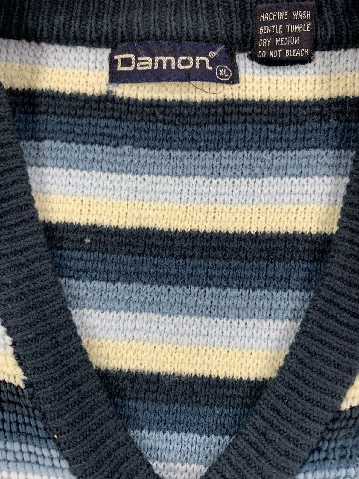 Vintage Vintage Tonal Flood Checker Band Knit Sweater Size US XL / EU 56 / 4 - 2 Thumbnail