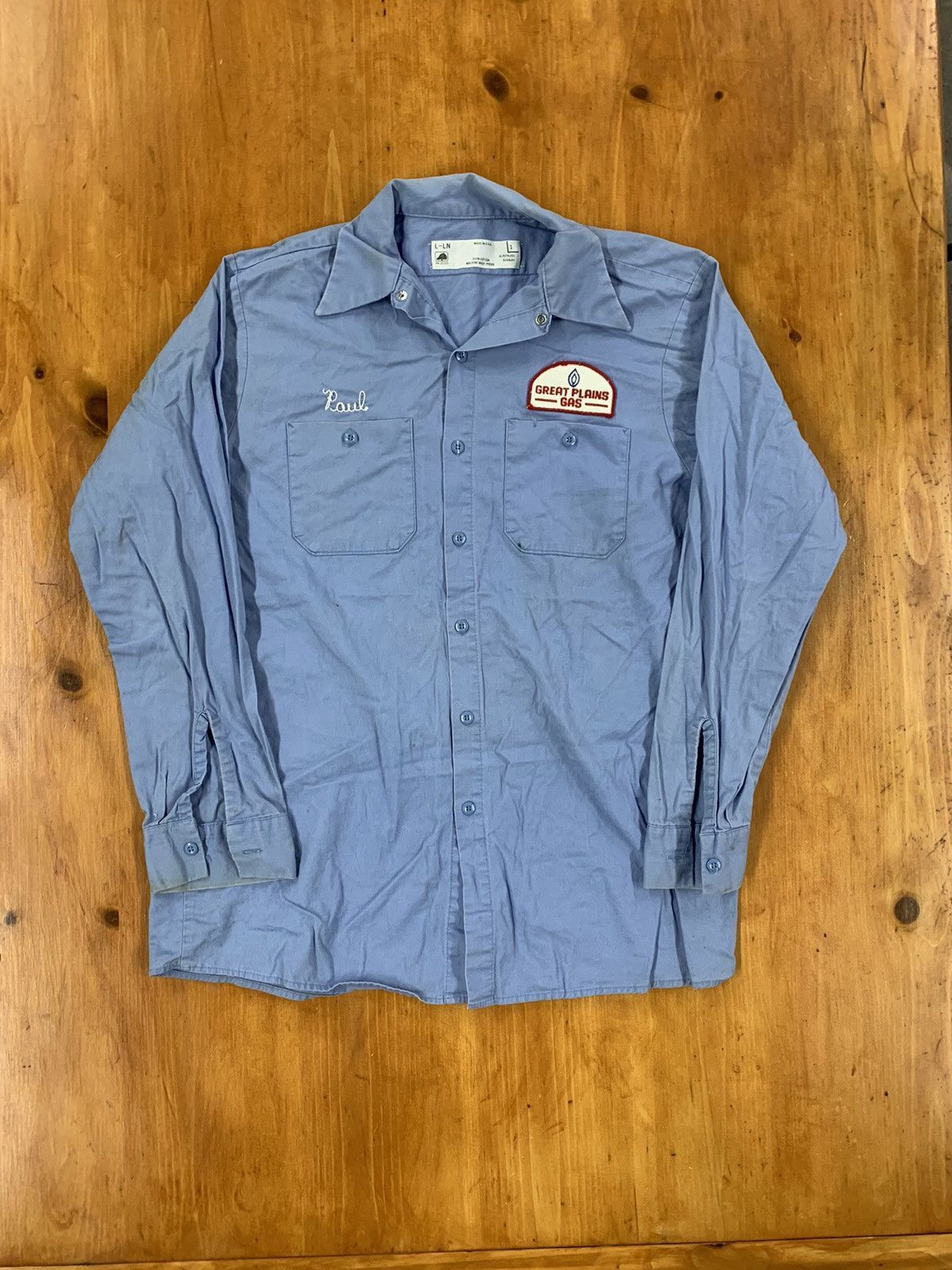 Vintage Vintage Great Plains Gas Workwear Button Up Size US L / EU 52-54 / 3 - 1 Thumbnail
