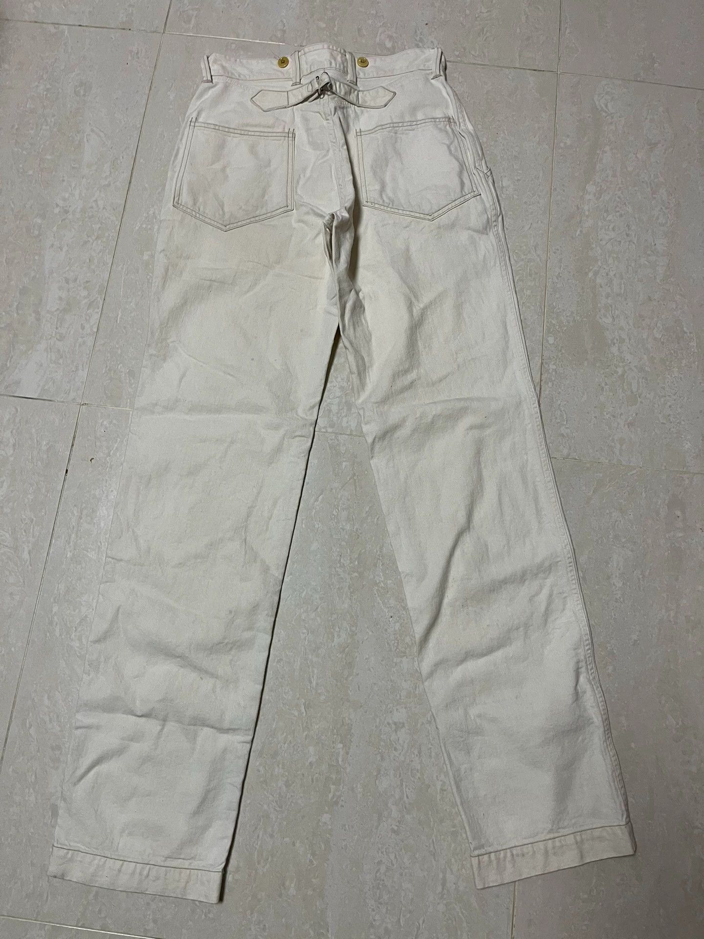 Freewheelers Freewheelers White trousers with middle waist and straight pants. Size US 30 / EU 46 - 2 Thumbnail