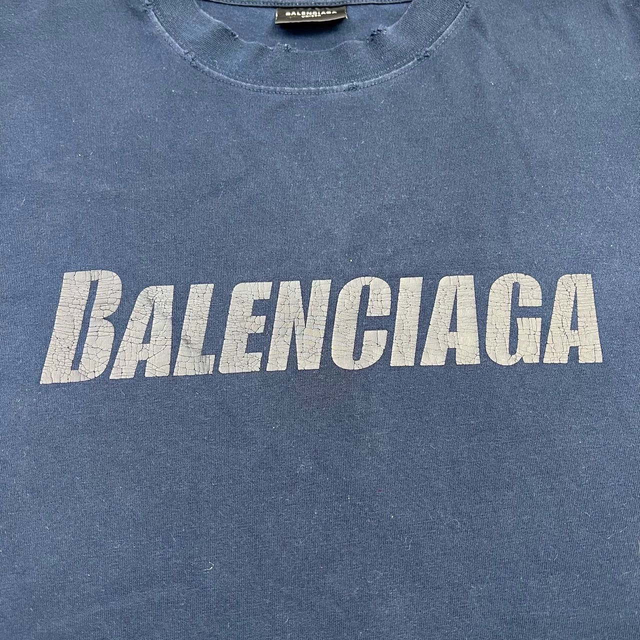 Balenciaga Balenciaga blue distressed cracked letters Size US XS / EU 42 / 0 - 4 Thumbnail