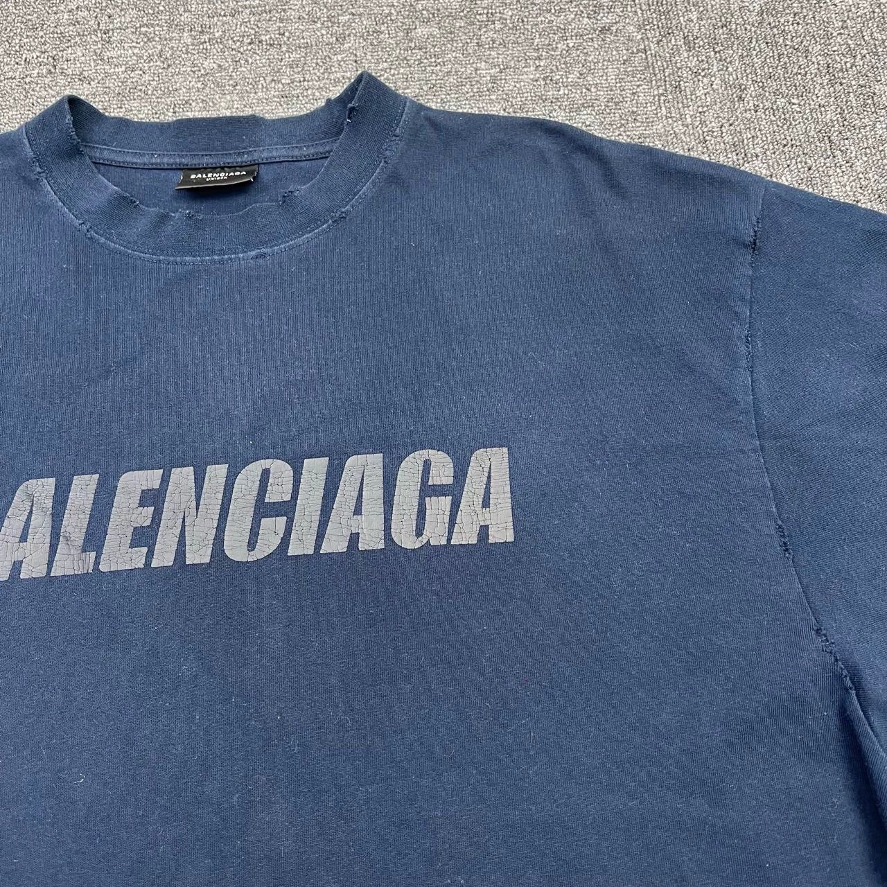 Balenciaga Balenciaga blue distressed cracked letters Size US XS / EU 42 / 0 - 5 Thumbnail