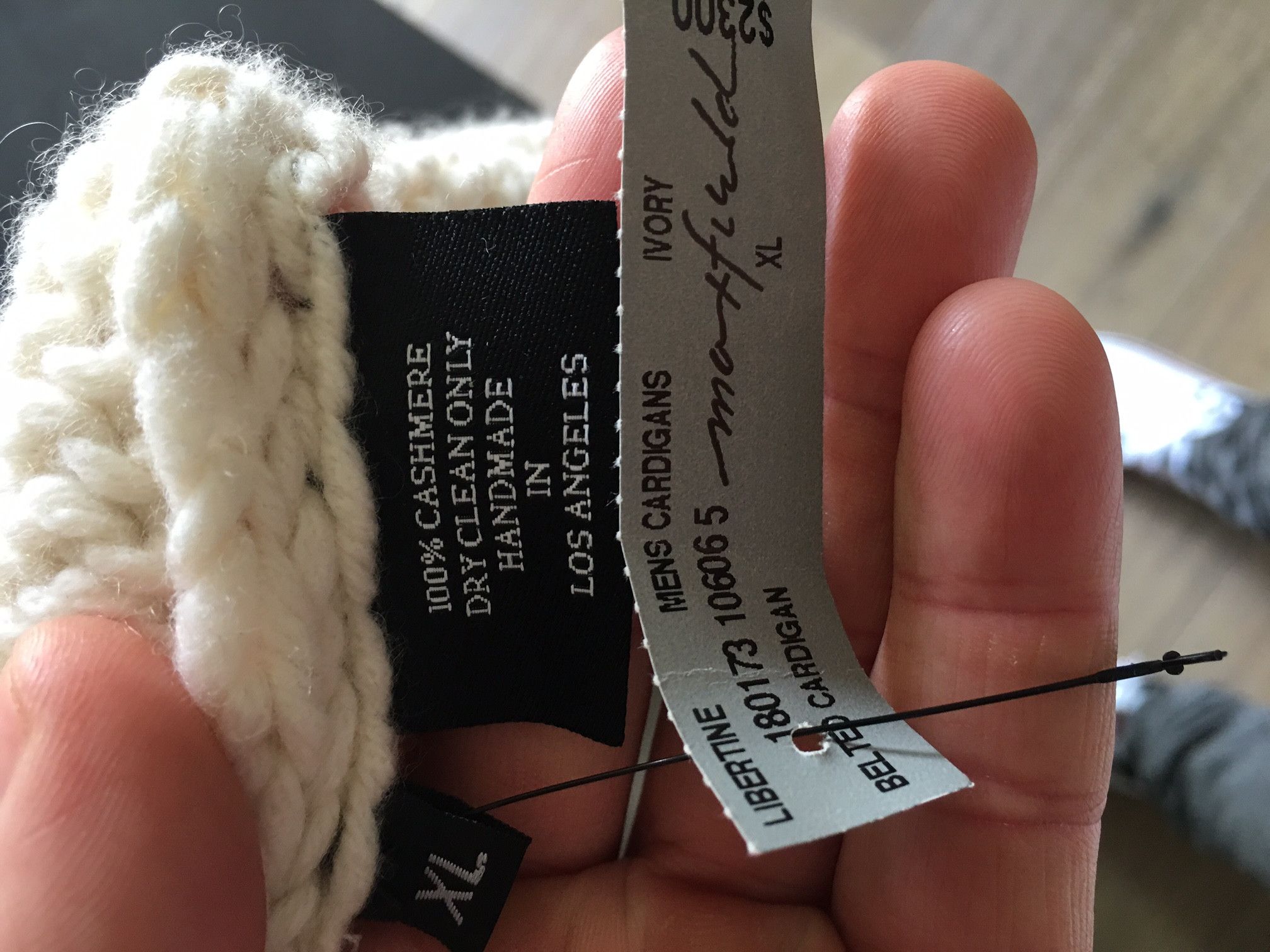 Libertine Libertine-Shawl Collar Cardigan Sweater-Ivory-XL Size US XL / EU 56 / 4 - 5 Thumbnail