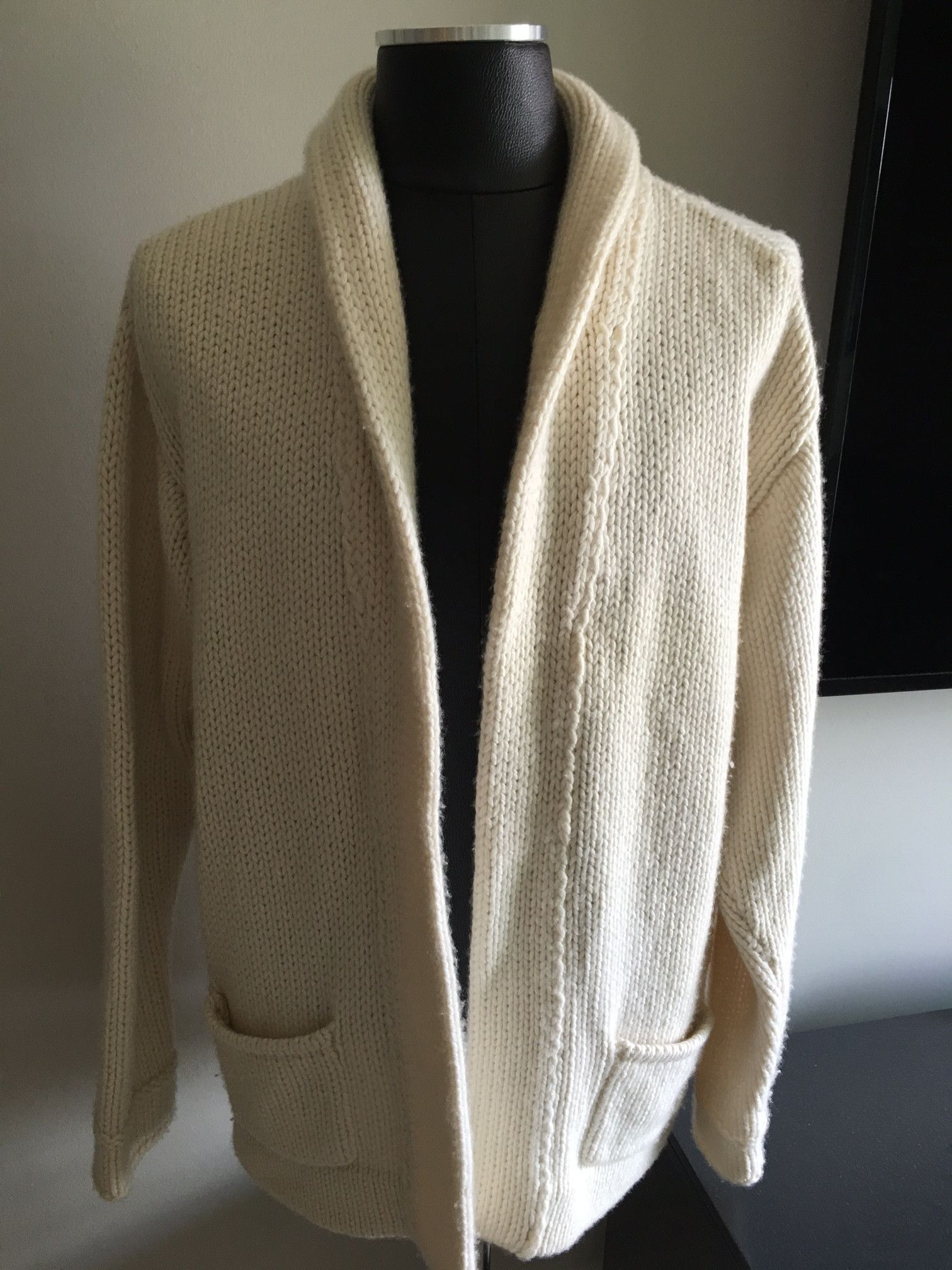 Libertine Libertine-Shawl Collar Cardigan Sweater-Ivory-XL Size US XL / EU 56 / 4 - 1 Thumbnail